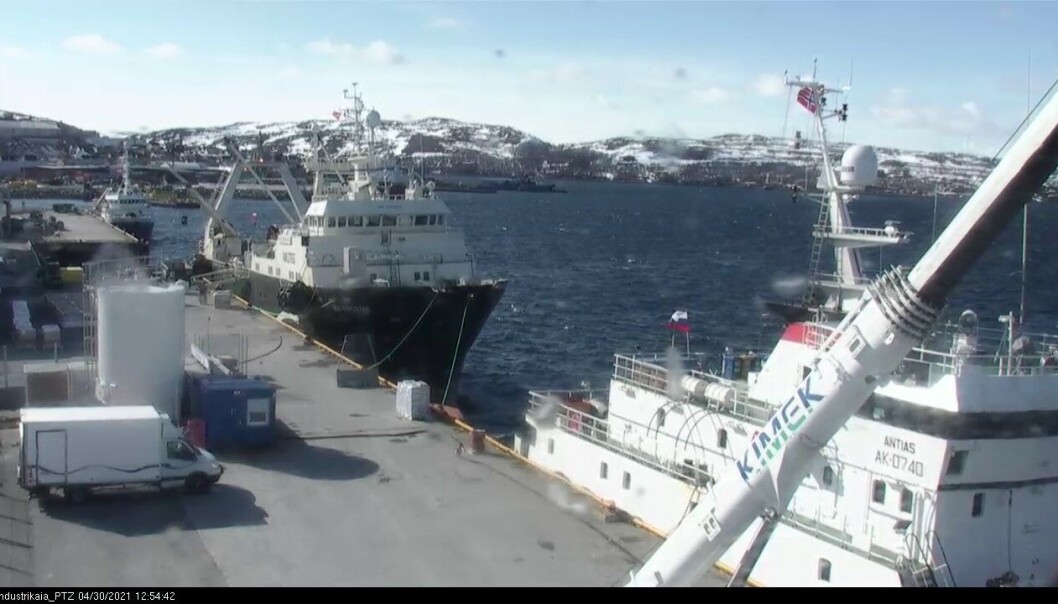 Klipp fra Kirkenes Havns webkamera. Klipp fra Kirkenes Havns webkamera.