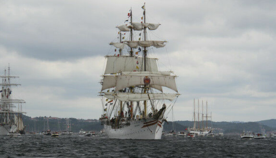 Slik så det ut sist det var Tall Ship Races i Kristiansand i 2015. Fullriggeren 'Sørlandet' midt i bildet.