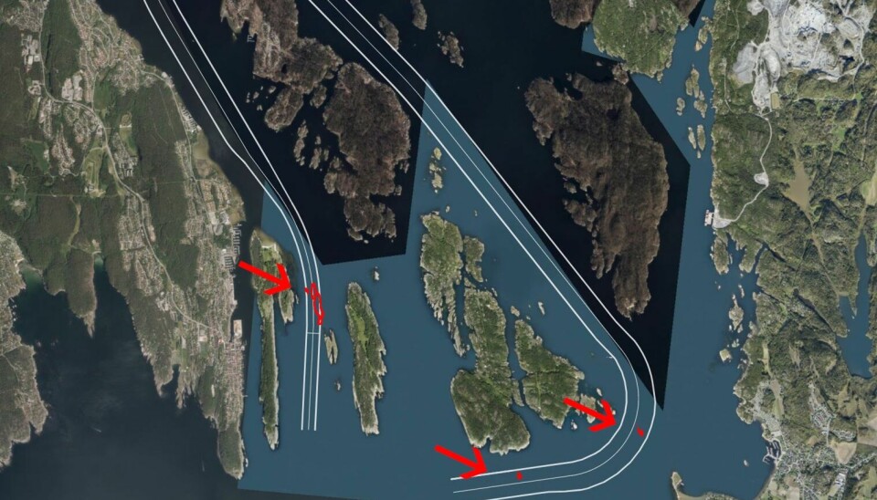 De fire tiltaksområdene i prosjekt Innseiling Grenland er; Gamle Langesund, Kløvsteinbåen, Midtfjordbåen og Orebuktbåen.