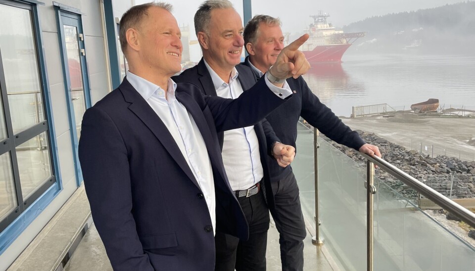 Fra venstre: Lars Christian Bacher fra Morrow, Rune Hvass fra Arendal Hav og Bent Thomasen fra Rhenus.