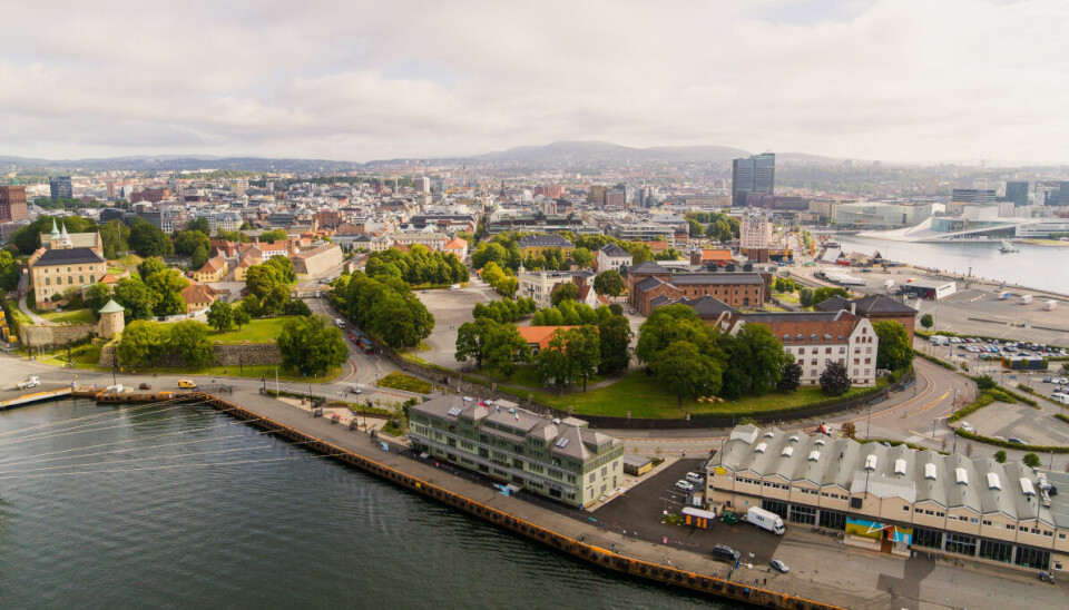 Dronebilde som viser Skur 38, Oslo Havns hovedkontor.